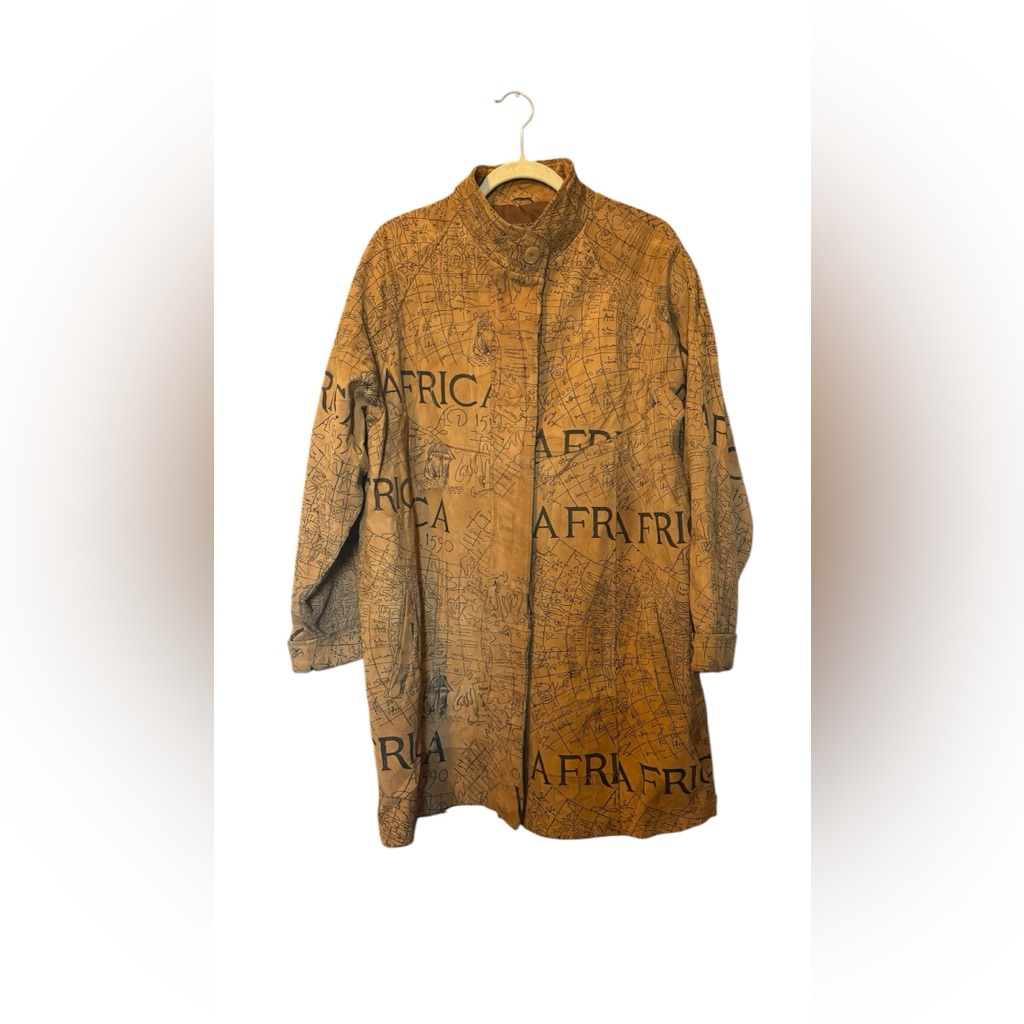 The African Star Homeland Authentics Camel Color Leather Suede Jacket On